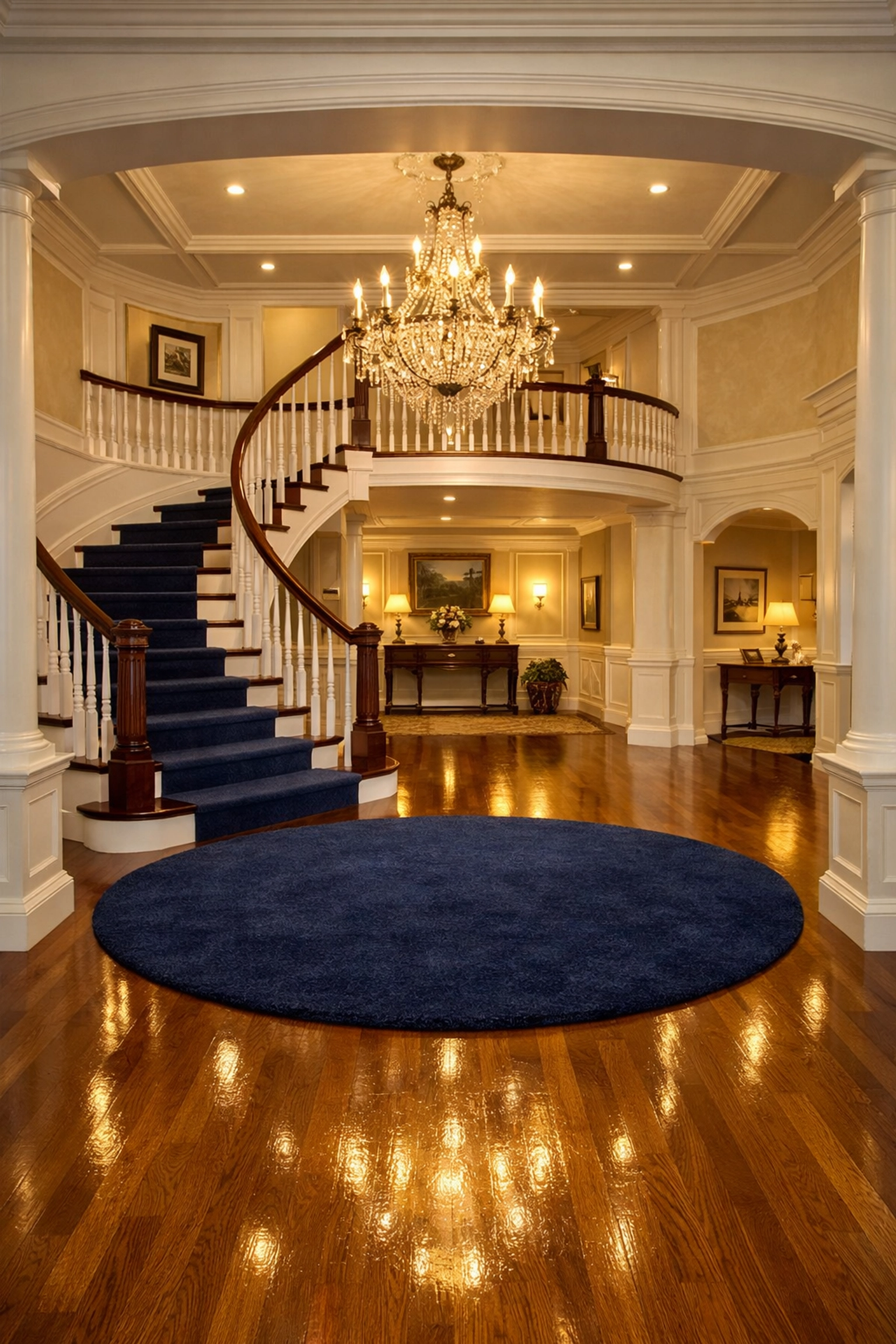 Immaculately maintained foyer with polished hardwood floors from a residential cleaning Massachusetts service.