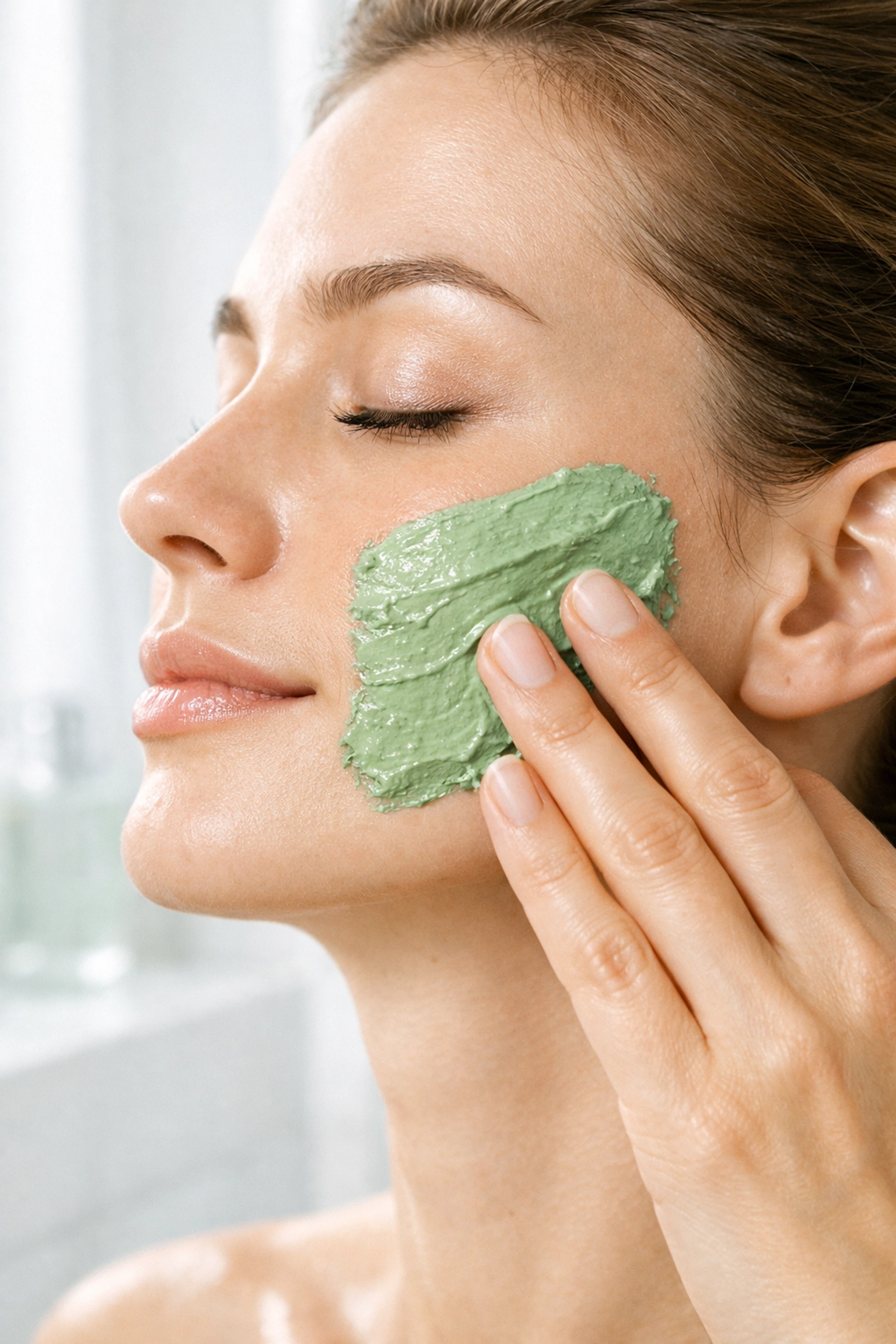 Best green clay for face being applied during facial treatment