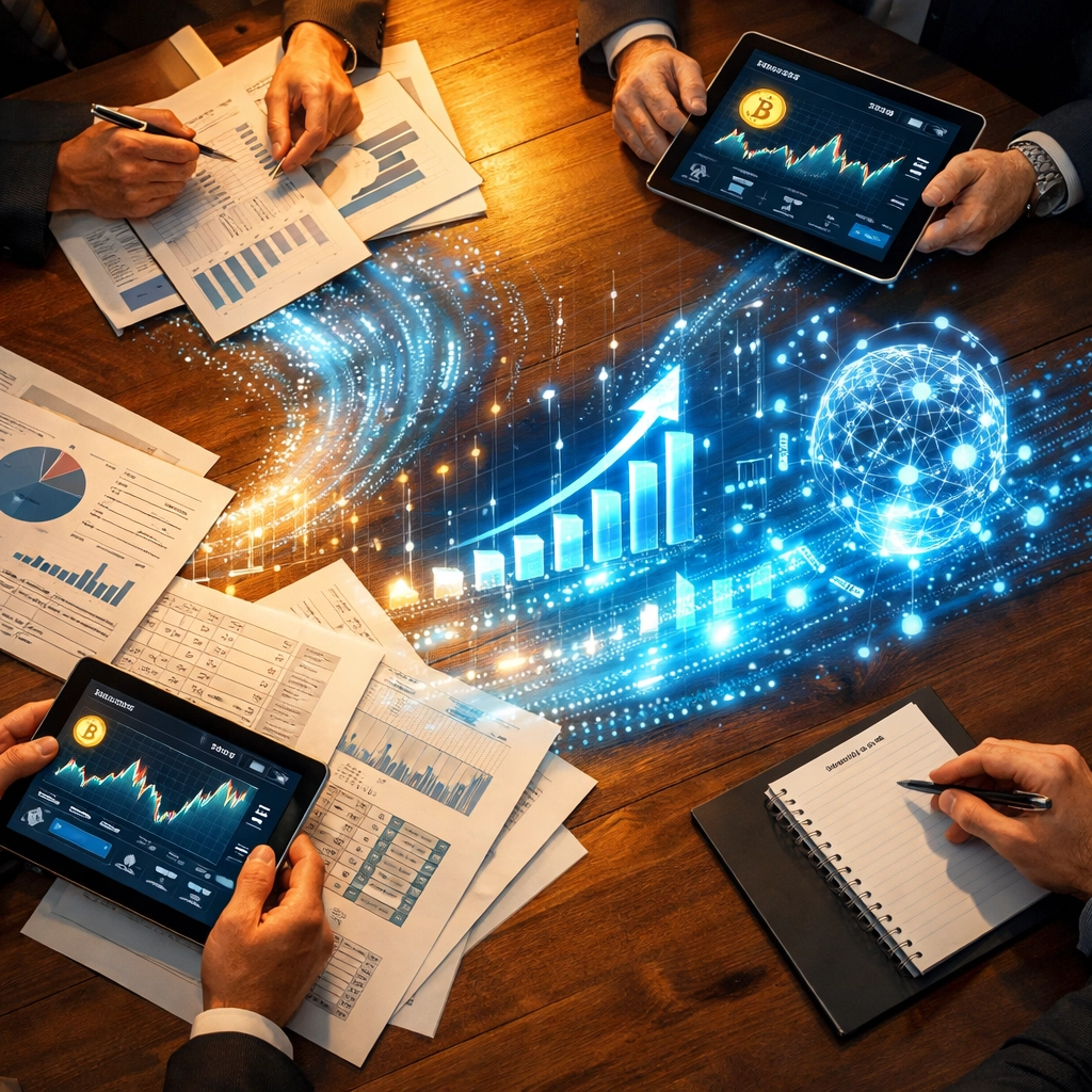 Institutional investors analyzing crypto and traditional finance integration strategies