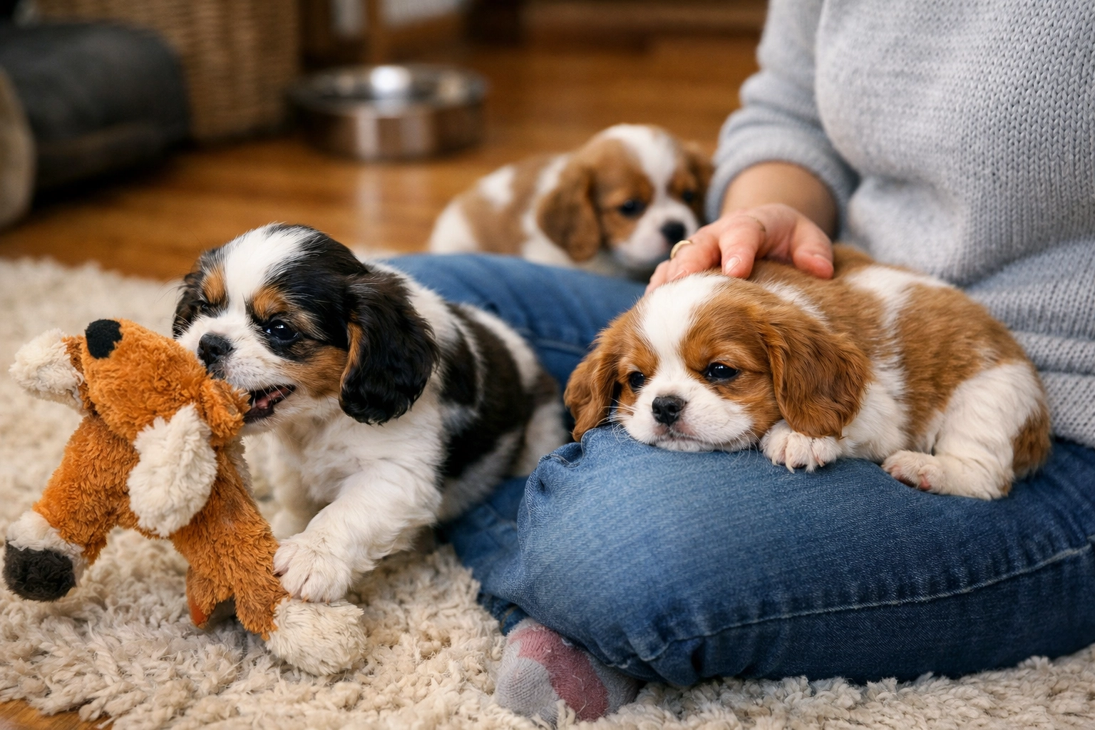 Socialized puppies from a Therapy-Quality Cavalier King Charles Spaniel breeder in Oregon.