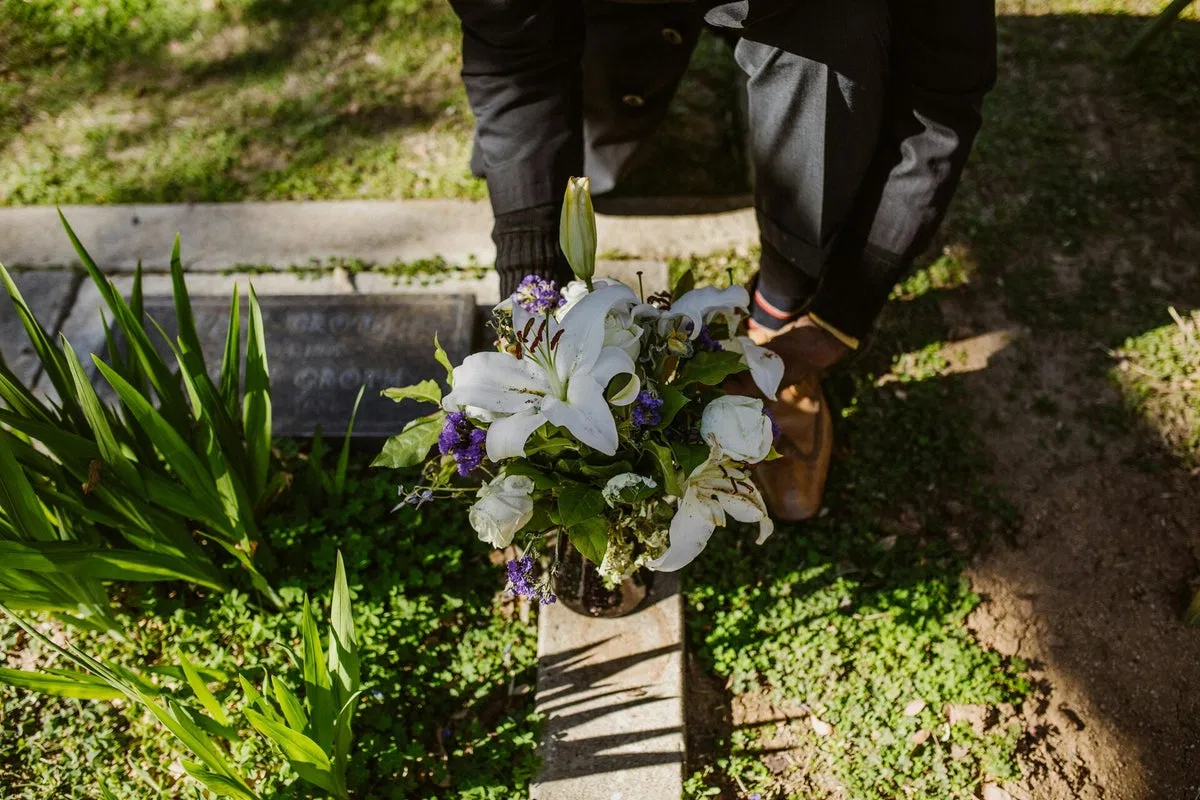 Tended Grave with Lilies