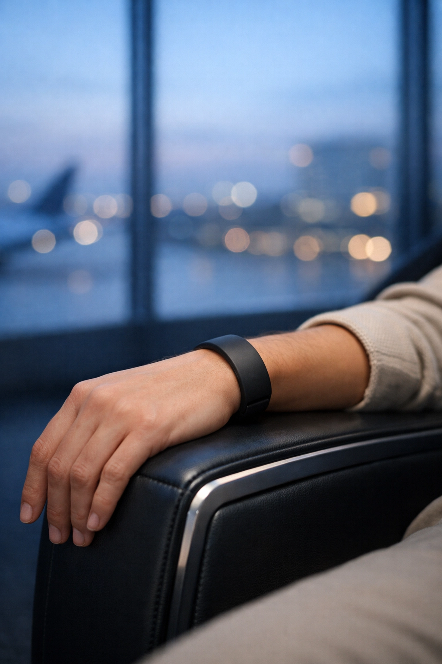 Traveler using a smart wearable for voice-activated direct booking engine for hotels.