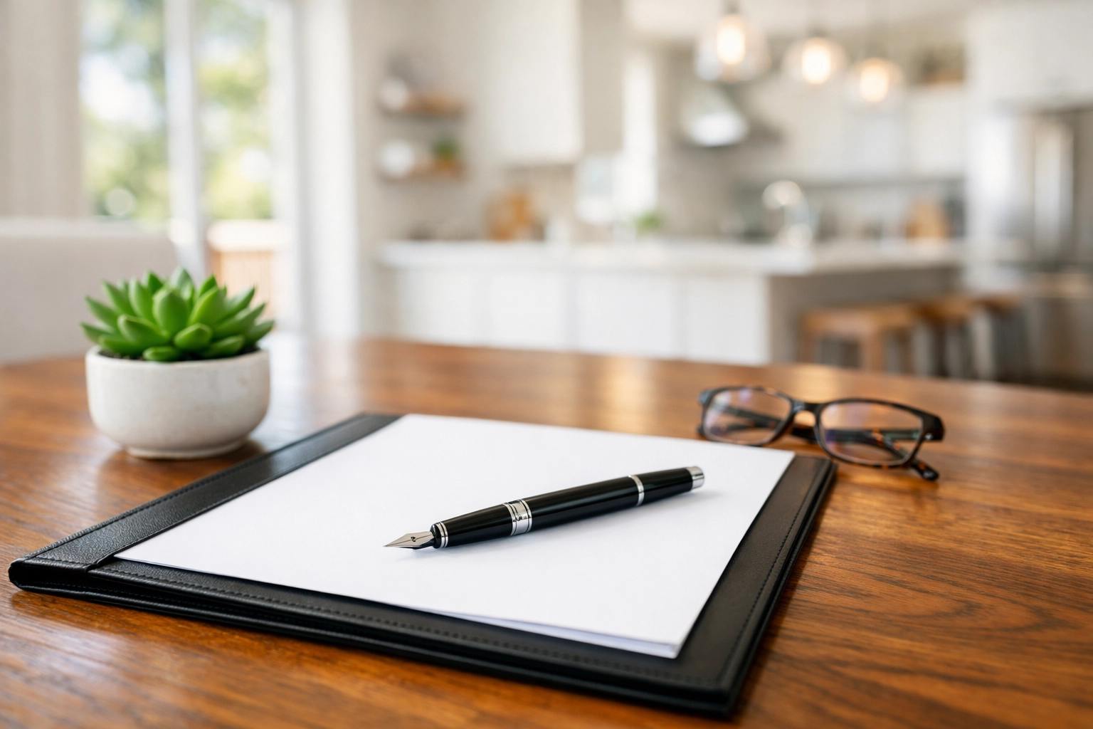 A professional lease agreement and pen on a table, highlighting secure property management in Nashville.
