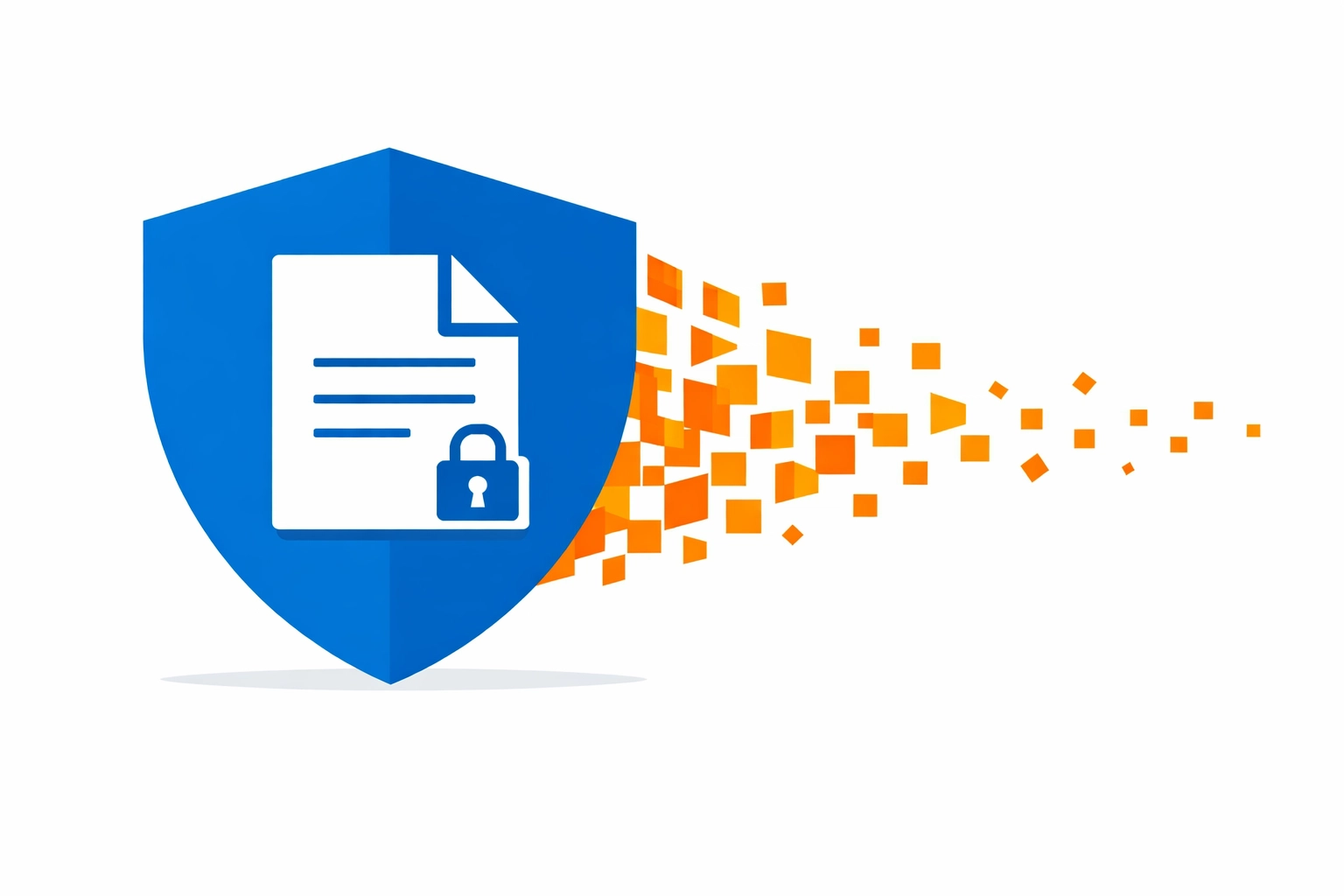 Secure shield protecting corporate IP from data leaks in customer education and AI in enterprise learning tools.