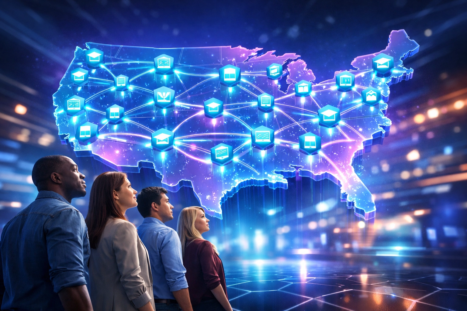 A digital map illustrating the 2026 national rollout of EsportsPod simulation centers in high schools.