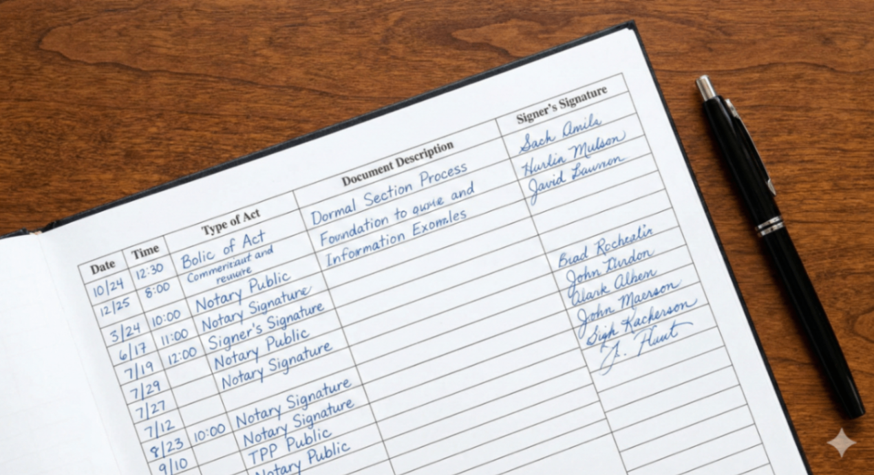 Notary Journal Entry showing precise documentation