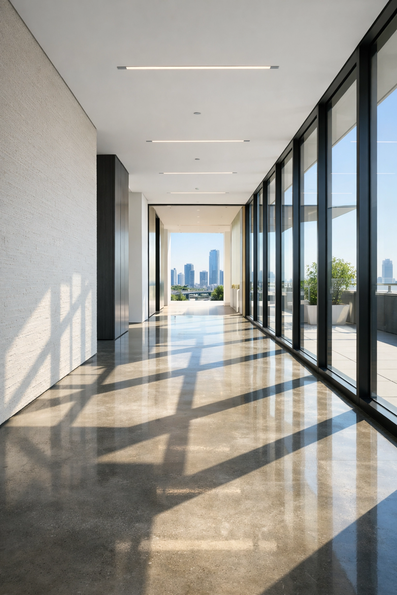 Sunlit modern hallway representing a transparent and guided path for real estate agent growth.