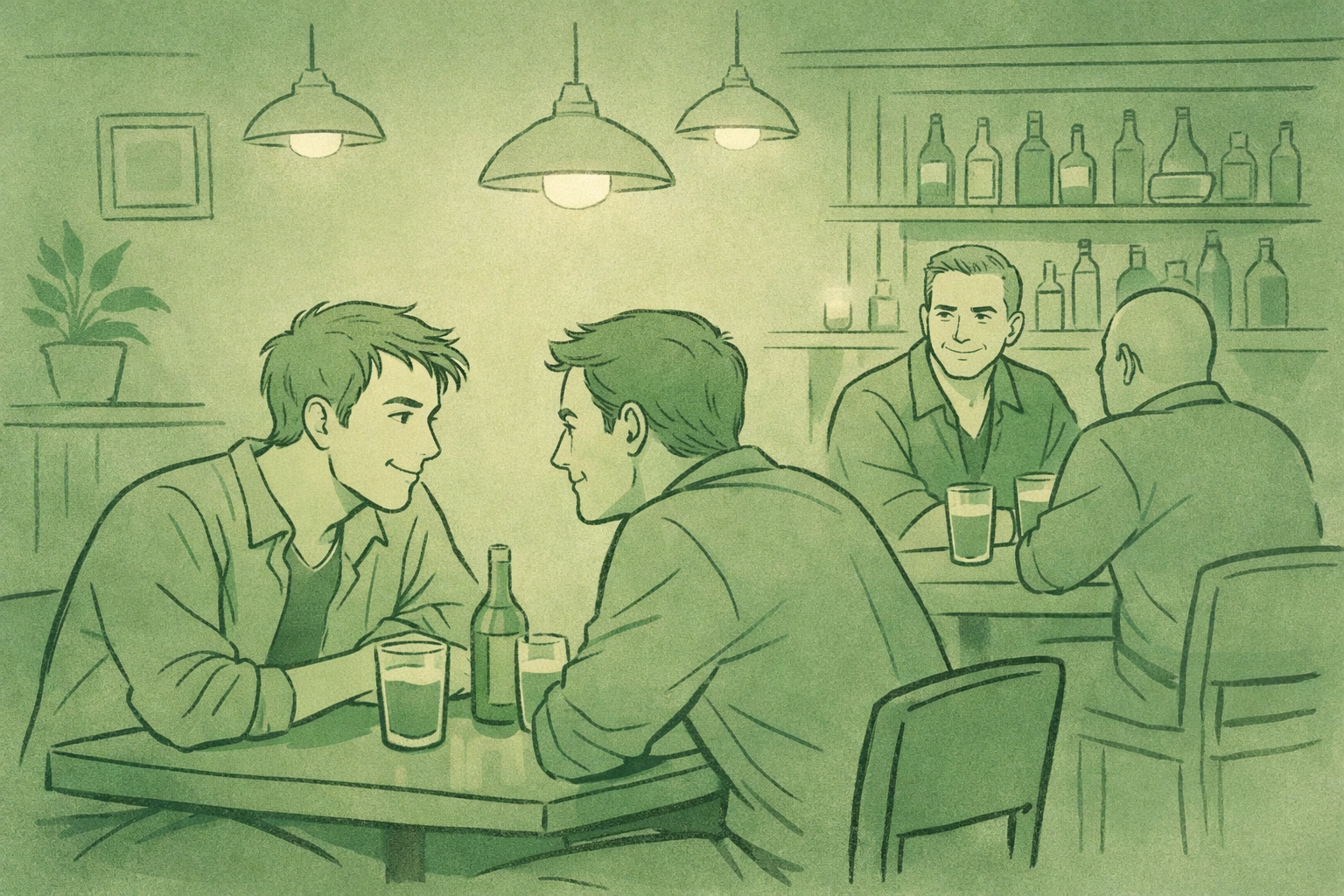 Gay father and son spot each other on dates at the same bar in MM romance story