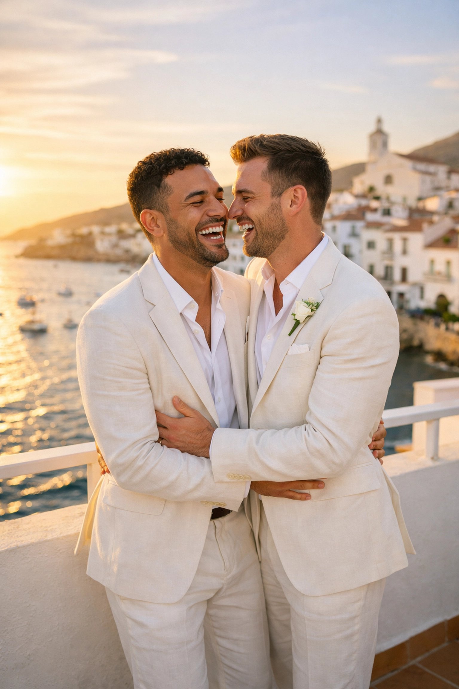 Modern same-sex wedding celebration in Spain representing marriage equality and a happy ever after.