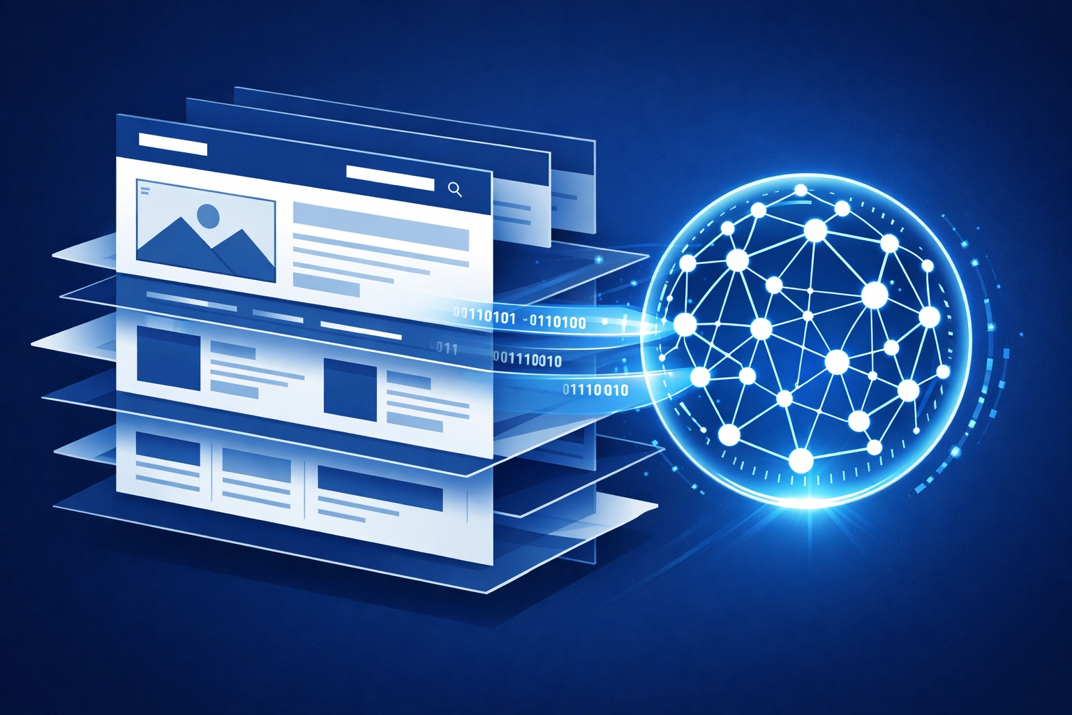 AI scanning a website blueprint for better search engine semantic optimization