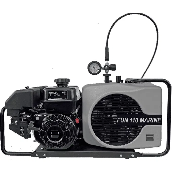 IDE Fun 110 compressor integrated into a professional boat deck lifestyle scene