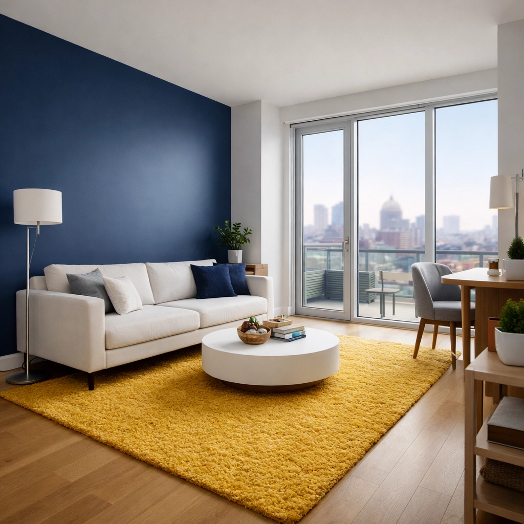 Expert Apartment Cleaning Massachusetts in a minimalist, decluttered Cambridge urban sanctuary.