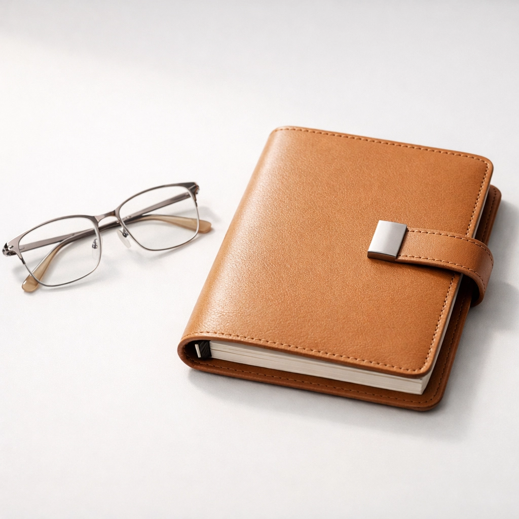 Professional planner and glasses symbolizing organized legal compliance for a business sale in MS.