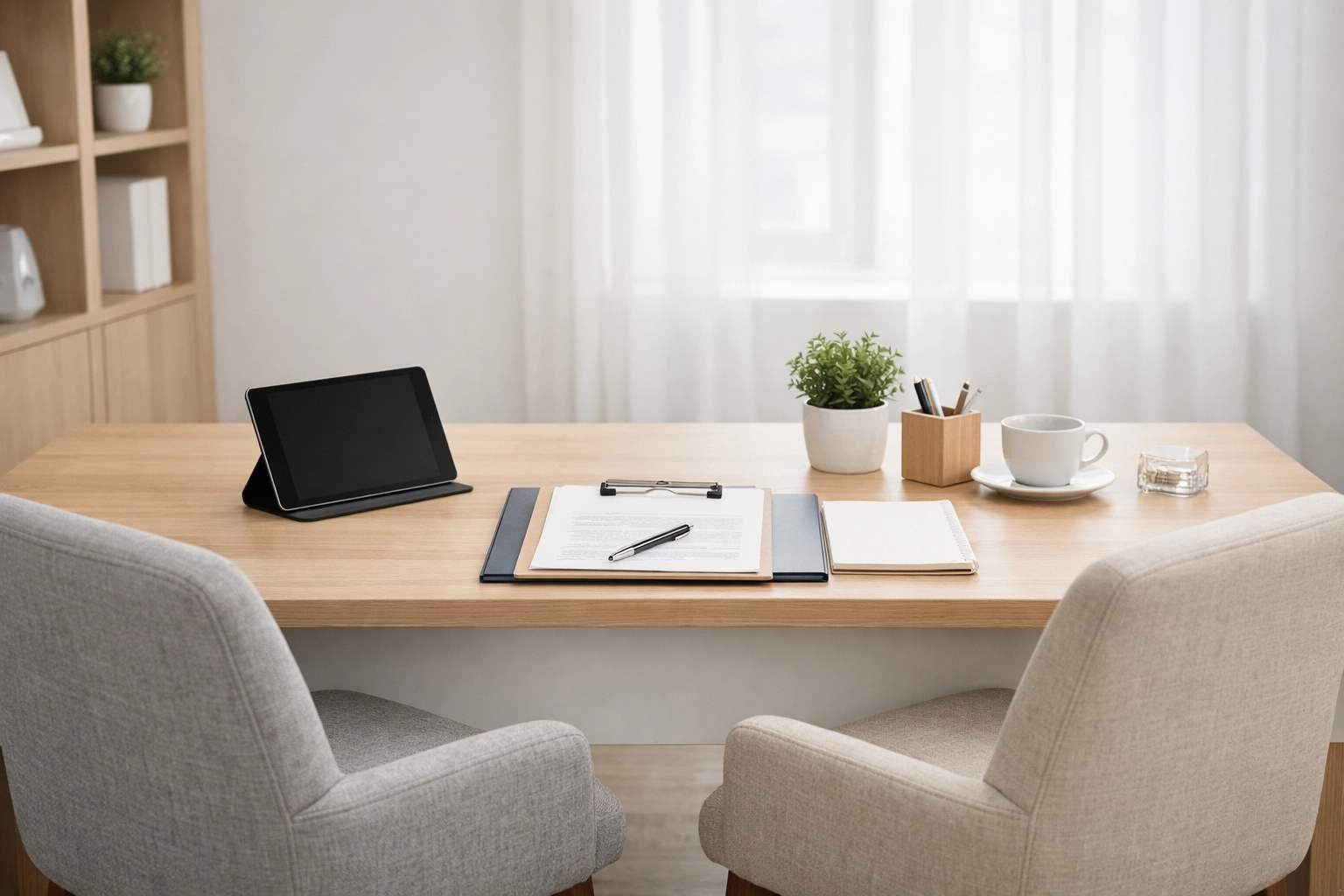 Professional tax consultation office setup ready for client onboarding meeting