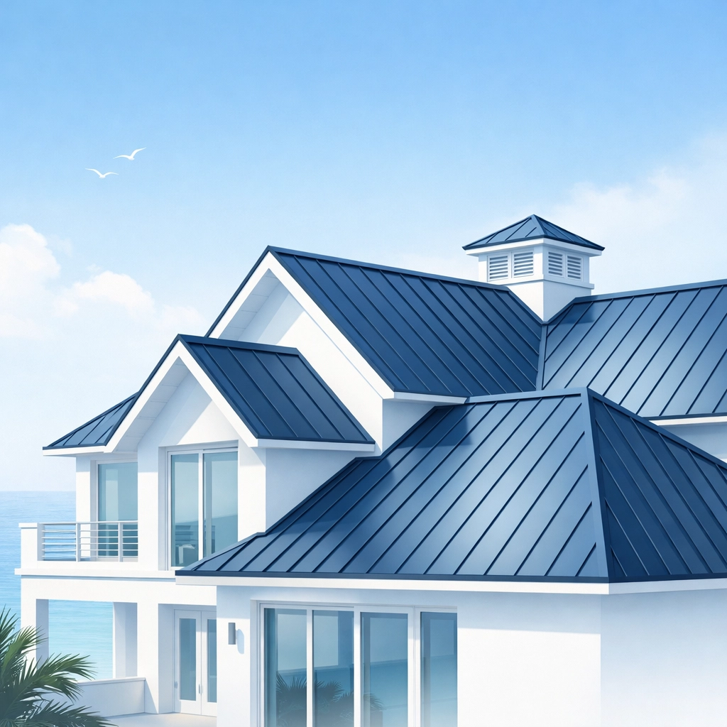 A luxury coastal home featuring a brand-new premium Colorbond metal roof transformation in Fairlight.