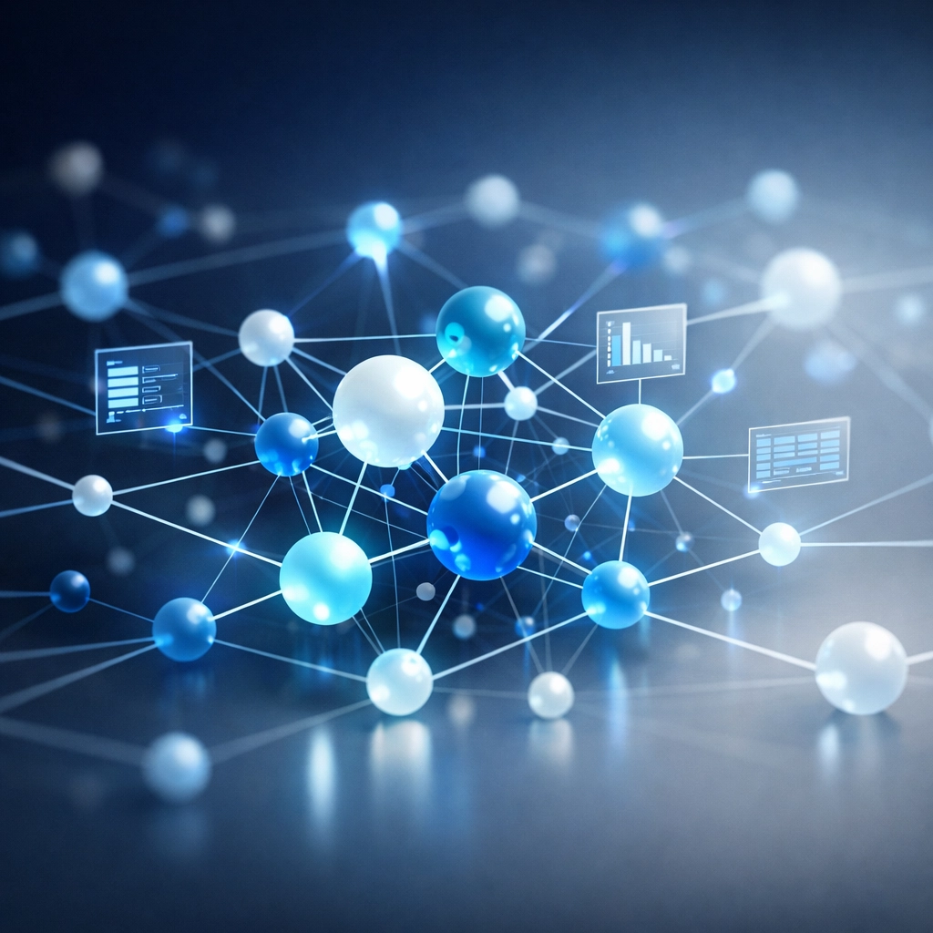 Entity knowledge graph showing interconnected data nodes for modern SEO and search rankings