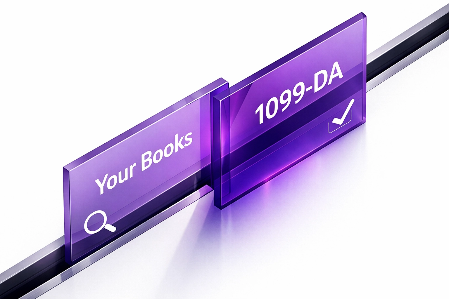 Abstract visual of book reconciliation matching small business crypto records with IRS Form 1099-DA.