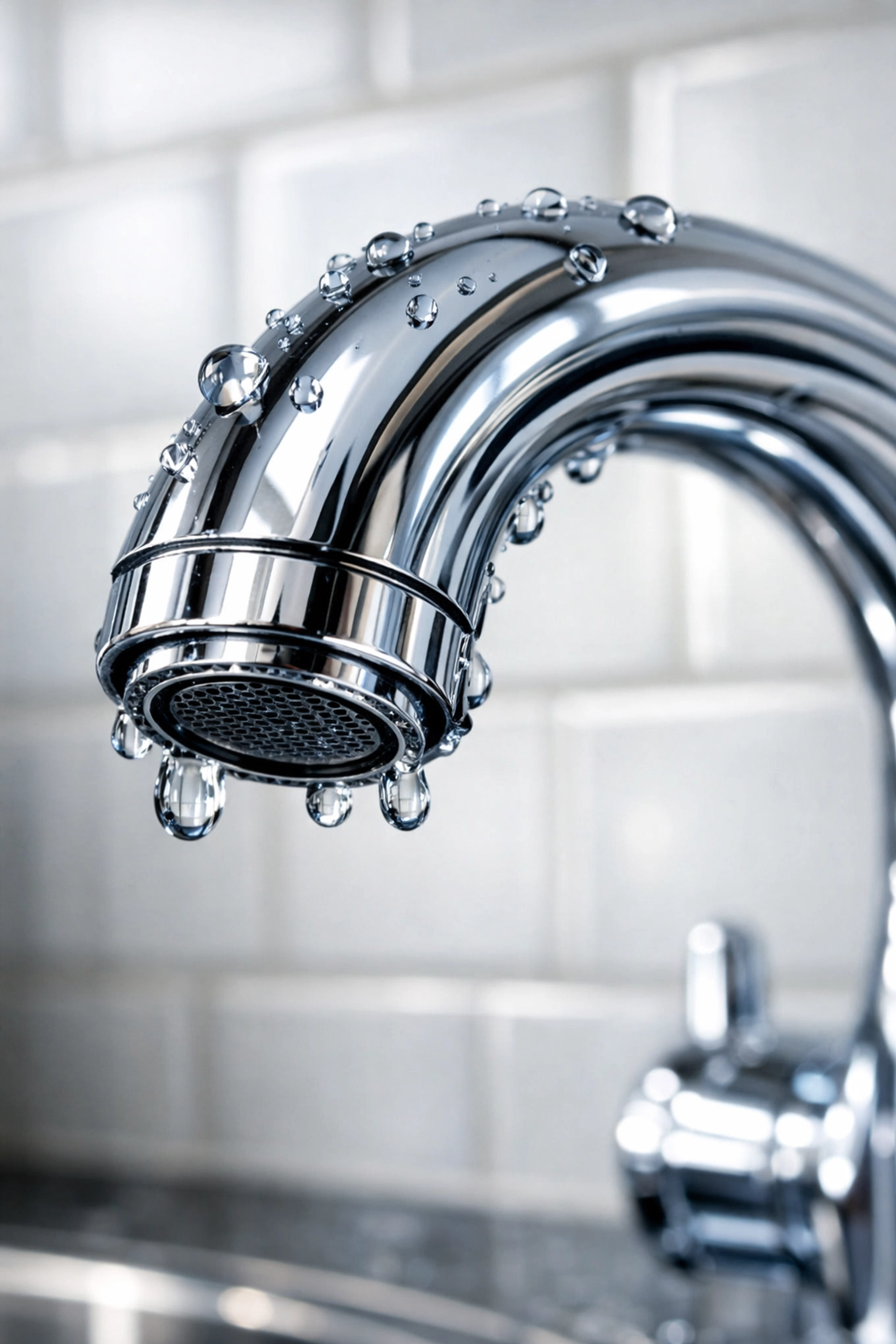 Close-up of a polished chrome faucet in a high-end Indianapolis unit, showcasing professional cleaning quality.