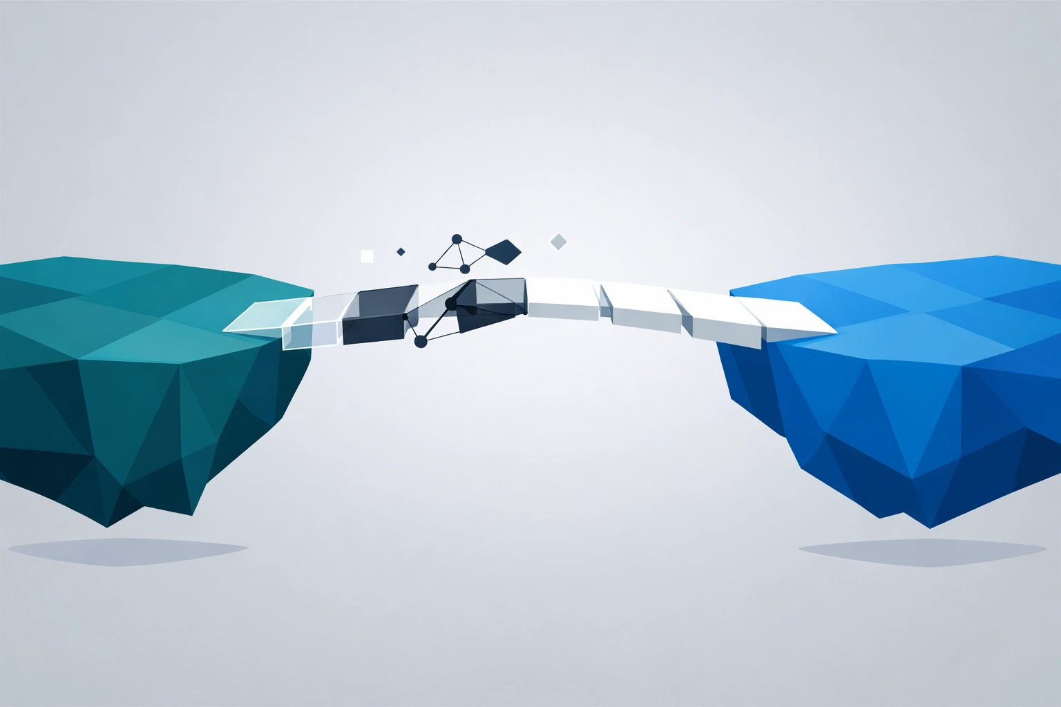 Minimalist illustration of a bridge linking Lean efficiency and Six Sigma precision for integrated results.