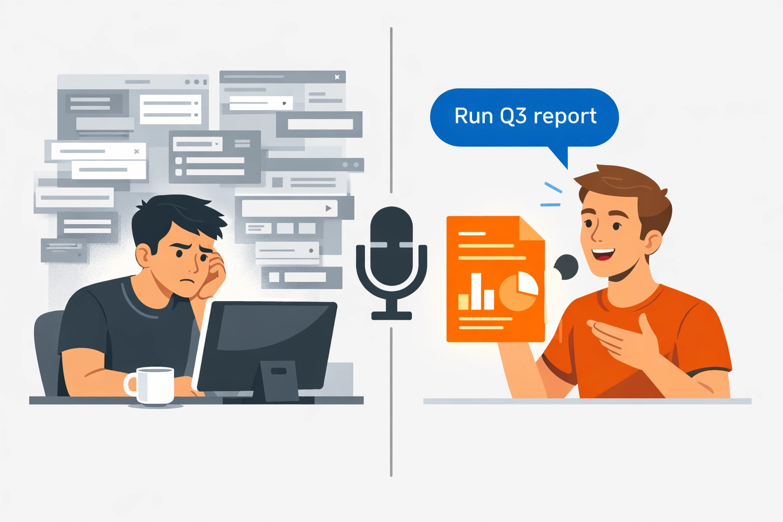 Traditional UI training versus Agentic AI voice commands for customer education Traditional UI training versus Agentic AI voice commands for customer education