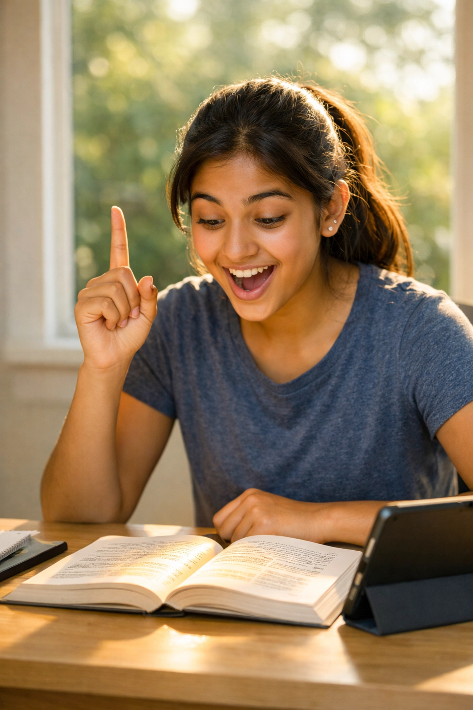 A focused student realizing how to identify text structure while studying for the SAT reading section.