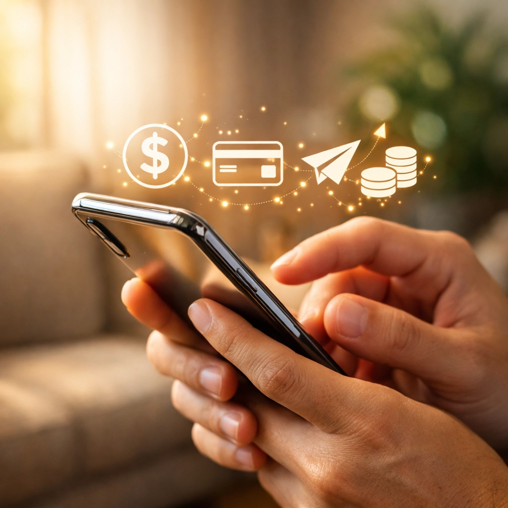 A person using their smartphone to manage an instant payday loan Canada application.