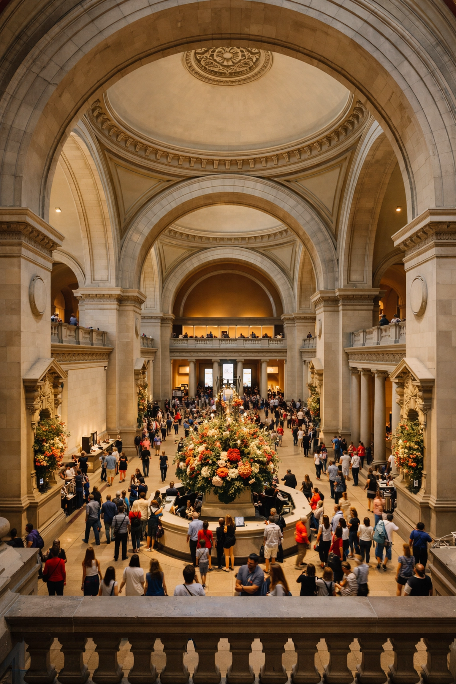 High-angle architectural view of the Great Hall at the Met, a premier NYC photography location.