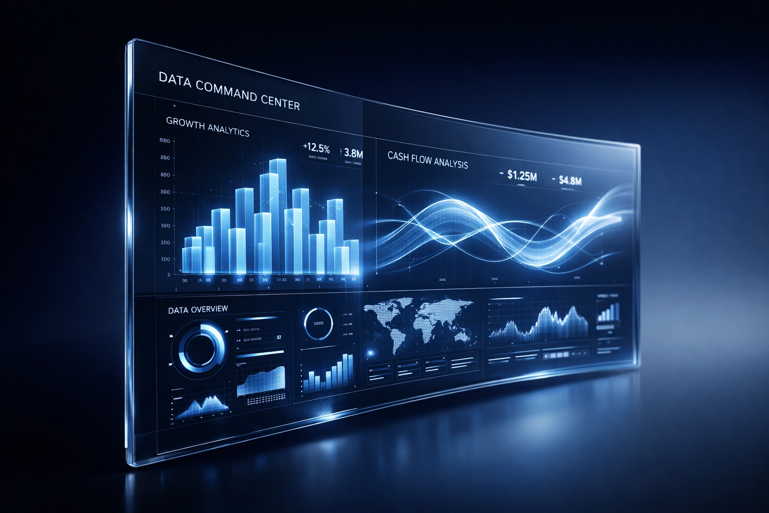Operational efficiency dashboard visualizing real-time growth and cash flow for professional firms.