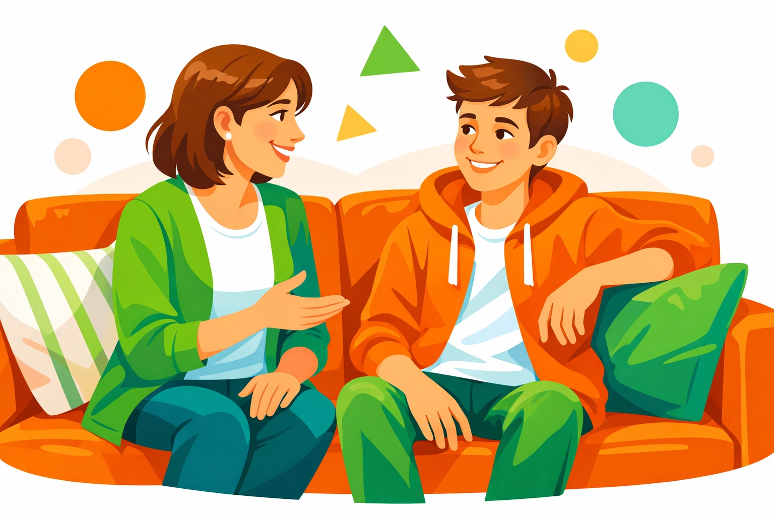 Parent and teen having open conversation about puberty education