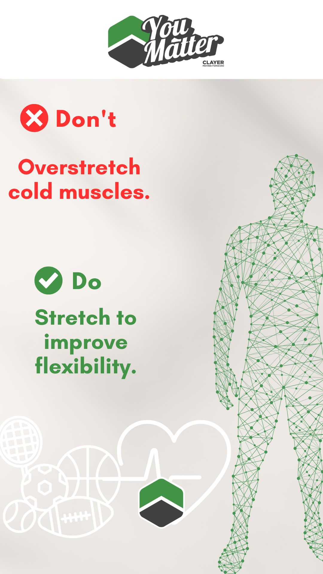 You Matter Campaign - Safe Stretching Educational Graphic