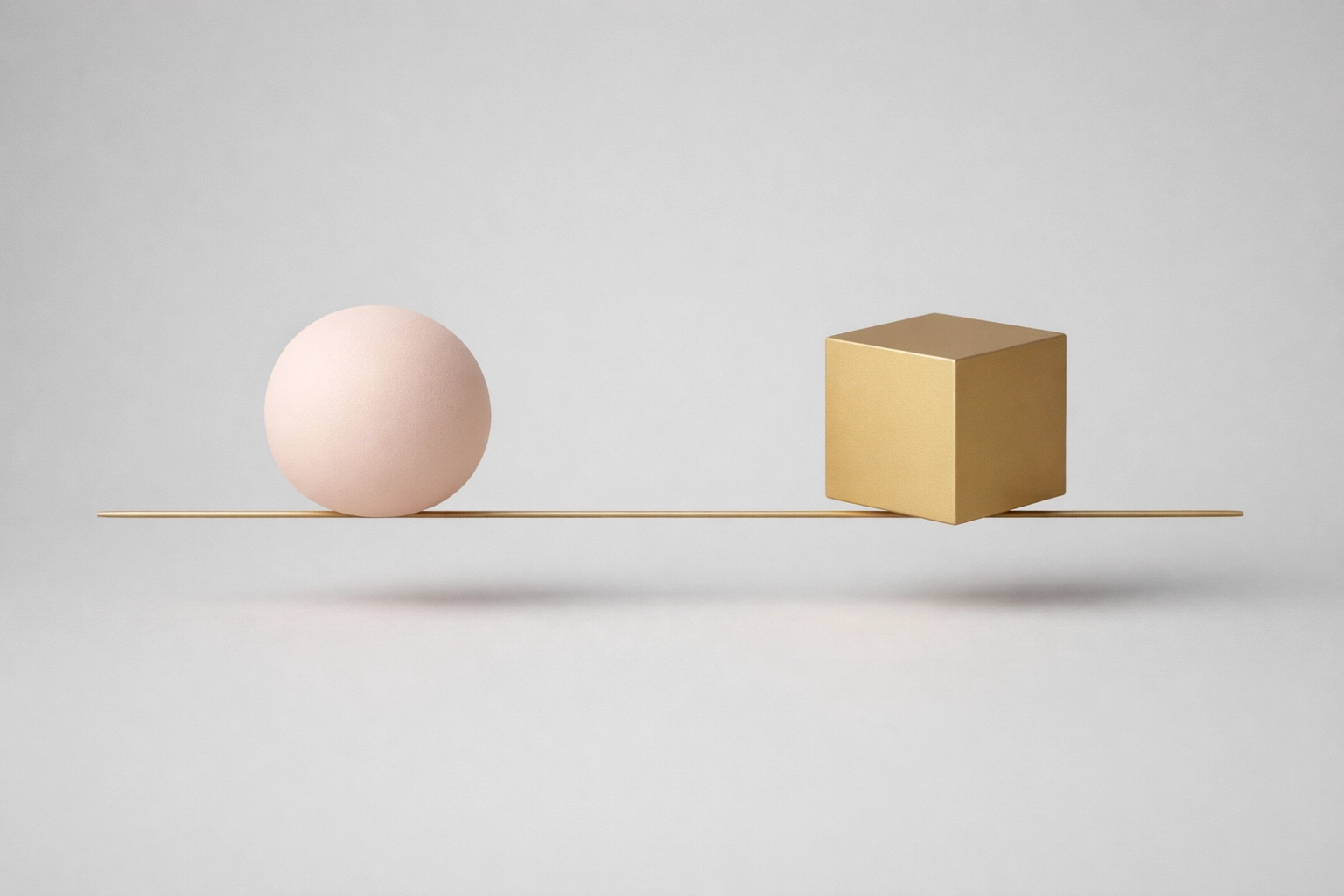 Abstract shapes in balance representing the harmony between empathy and leadership in a new role.