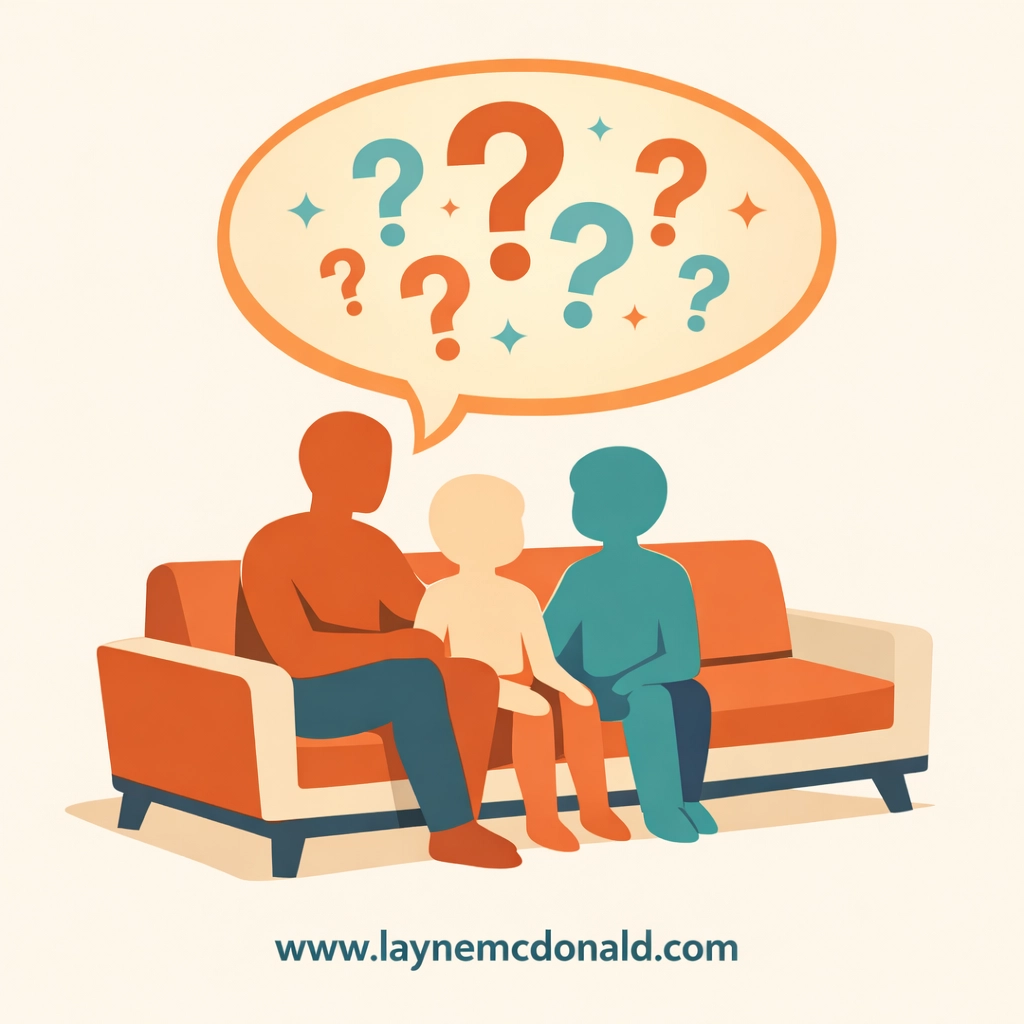 Christian family discussing faith and movie lessons together