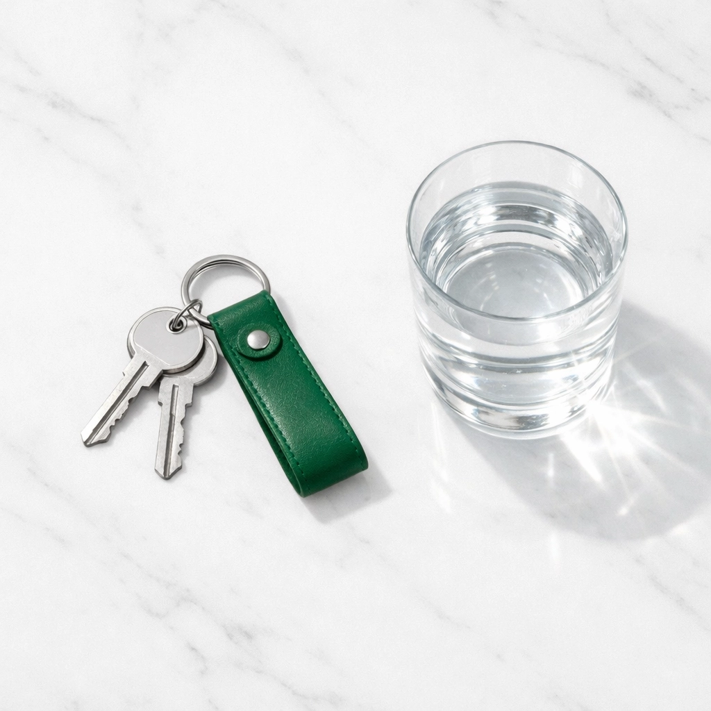 New house keys on a marble countertop, representing successful Oklahoma real estate investment.