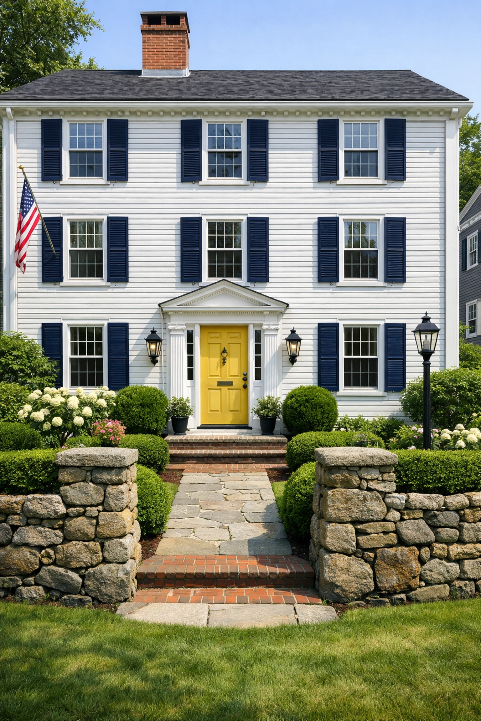 Historic Marblehead colonial home exterior looking pristine thanks to expert estate maintenance and cleaning.