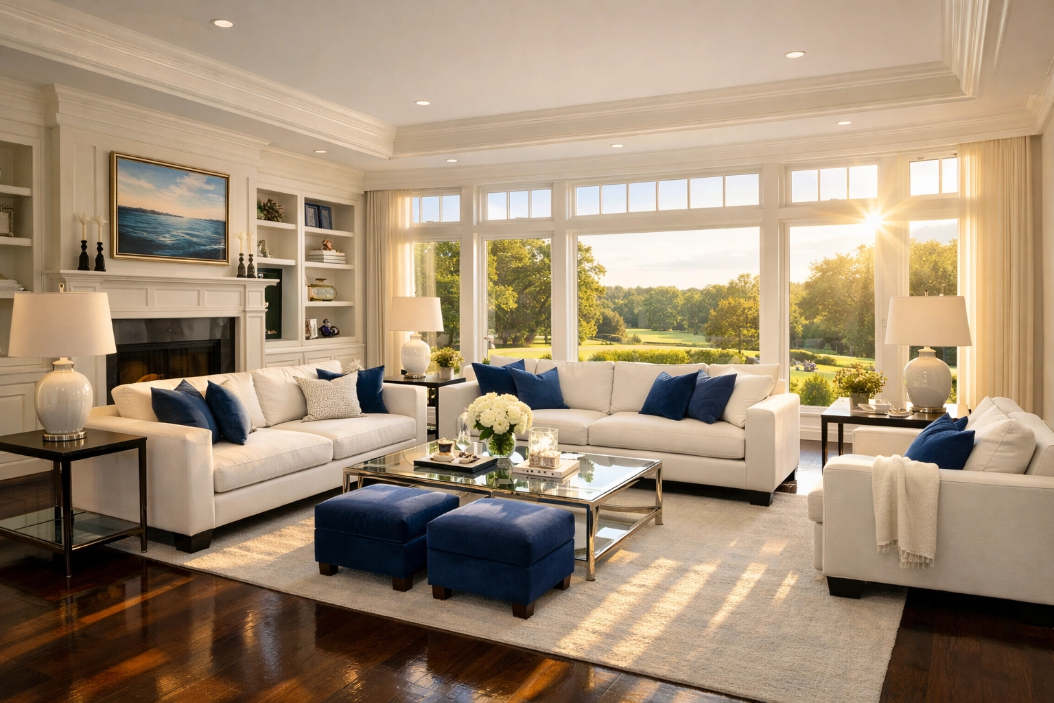 Spotless Medfield estate living room showing the results of professional bi-weekly house cleaning.