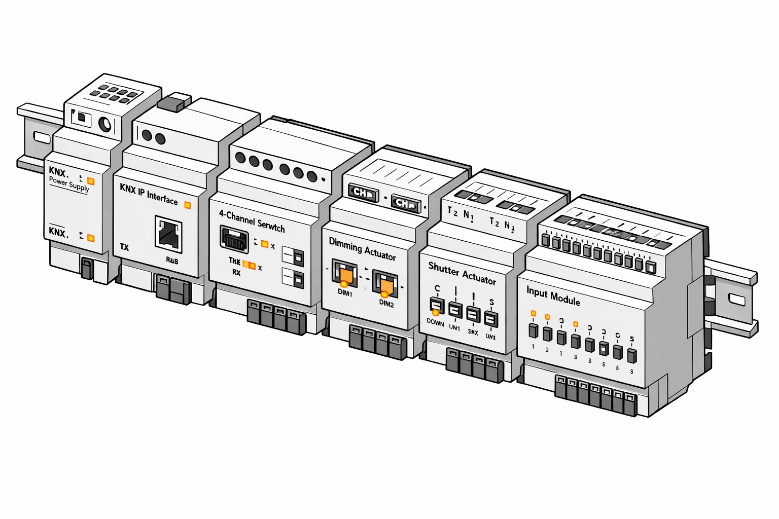 Modulare KNX-Aktoren im Elektroverteilerkasten für eine flexible Hausautomation in Wien.