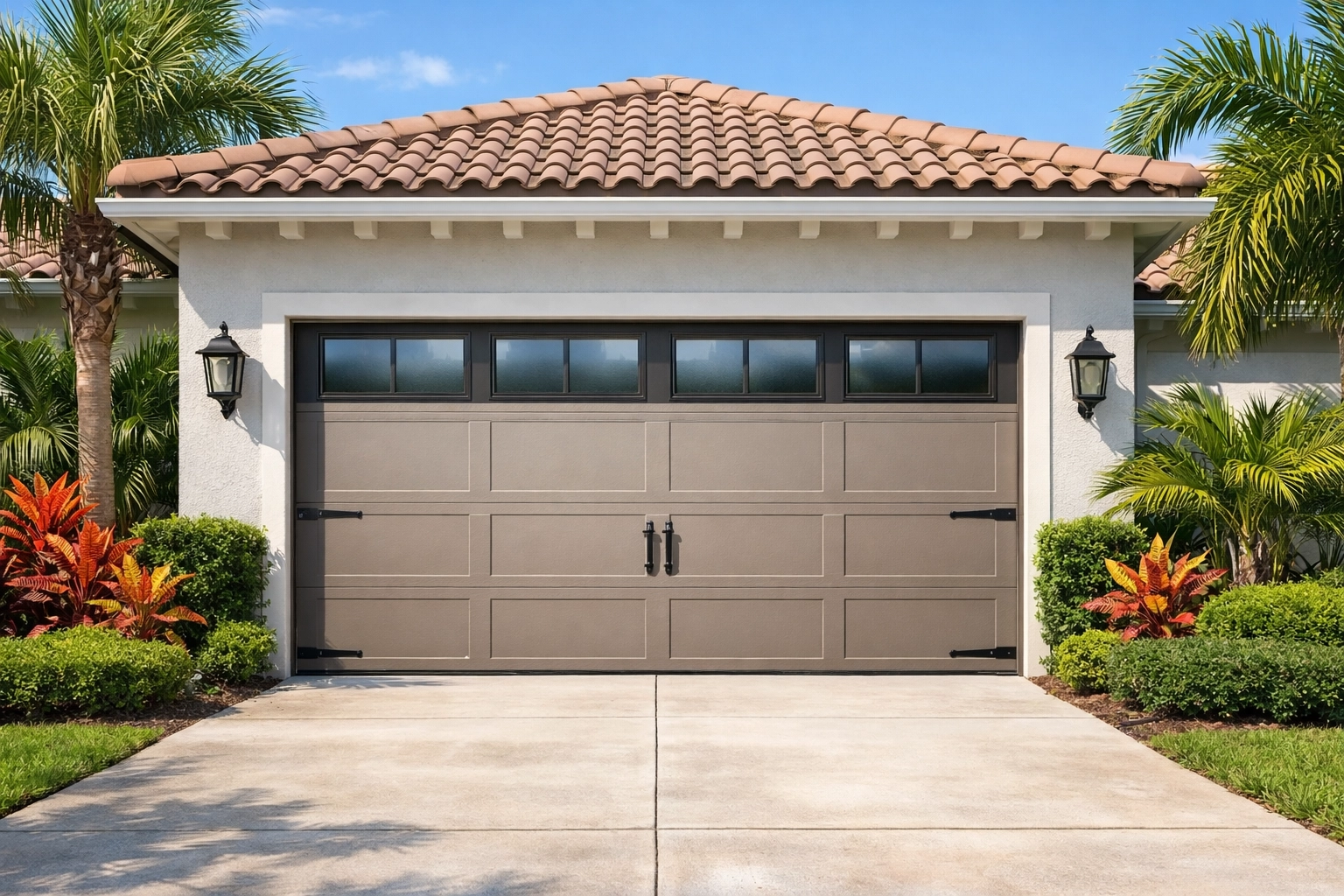 New insulated garage door on Cape Coral home improving curb appeal and property value