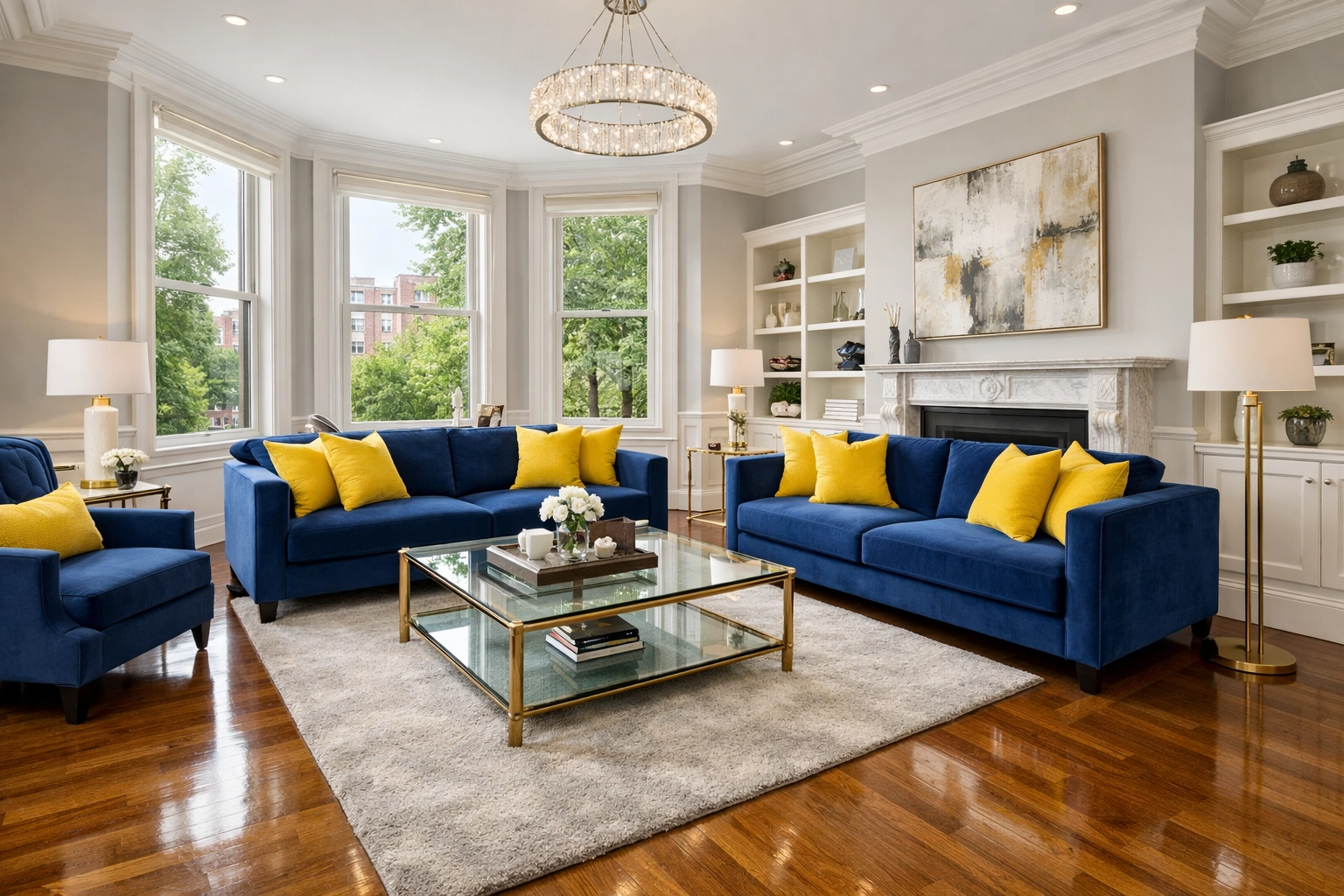 A pristine Cambridge living room following a professional deep house cleaning Cambridge MA.