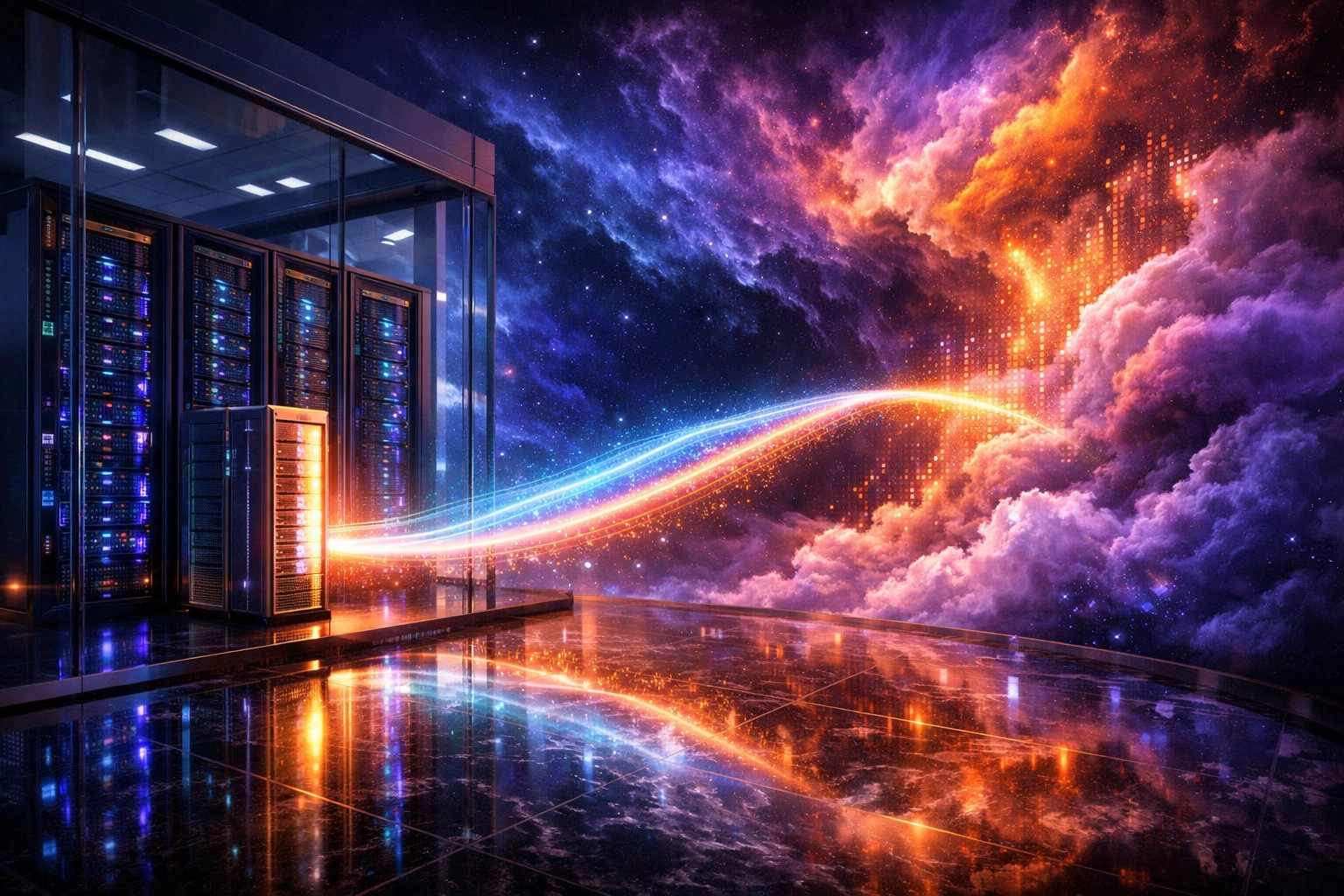 Hybride Infrastruktur: Eigene Server für KI kombiniert mit Cloud-Diensten für maximale Datensicherheit.