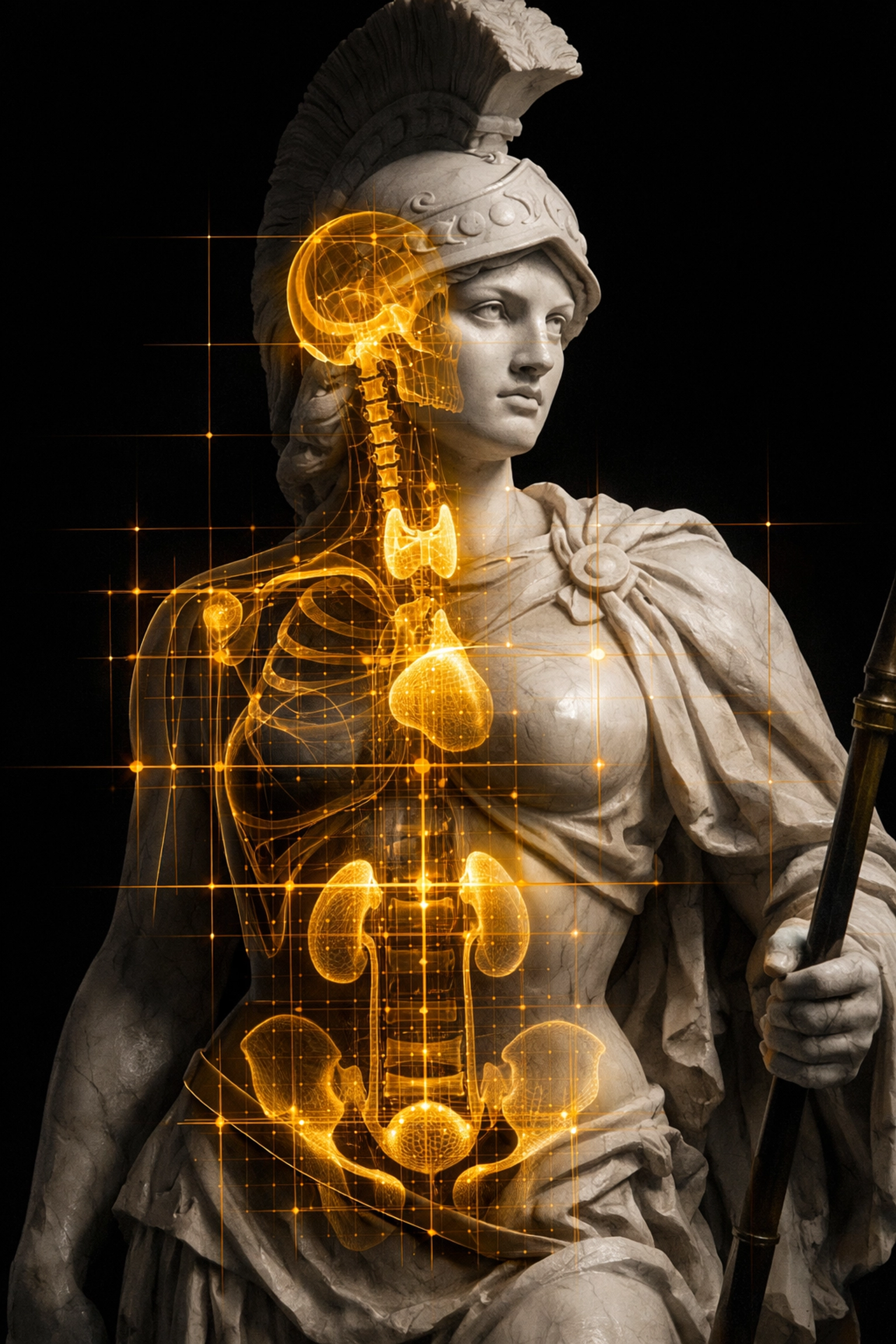 Forensic bio-blueprint and medical anatomical schematic for female recovery and performance optimization.