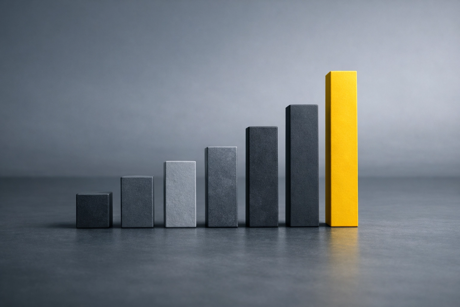 A rising bar chart representing successful marketing data analytics and optimized ad spend ROI.