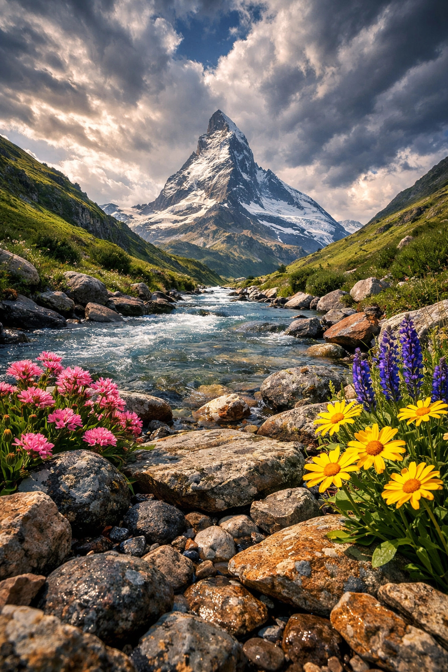Mastering landscape photography composition with foreground interest and leading lines in a valley.