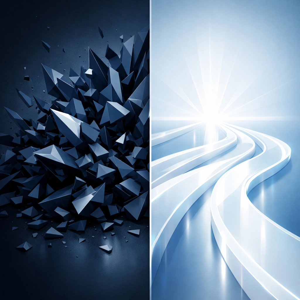 Digital transition from chaotic manual patient intake to a streamlined, efficient medical office workflow.