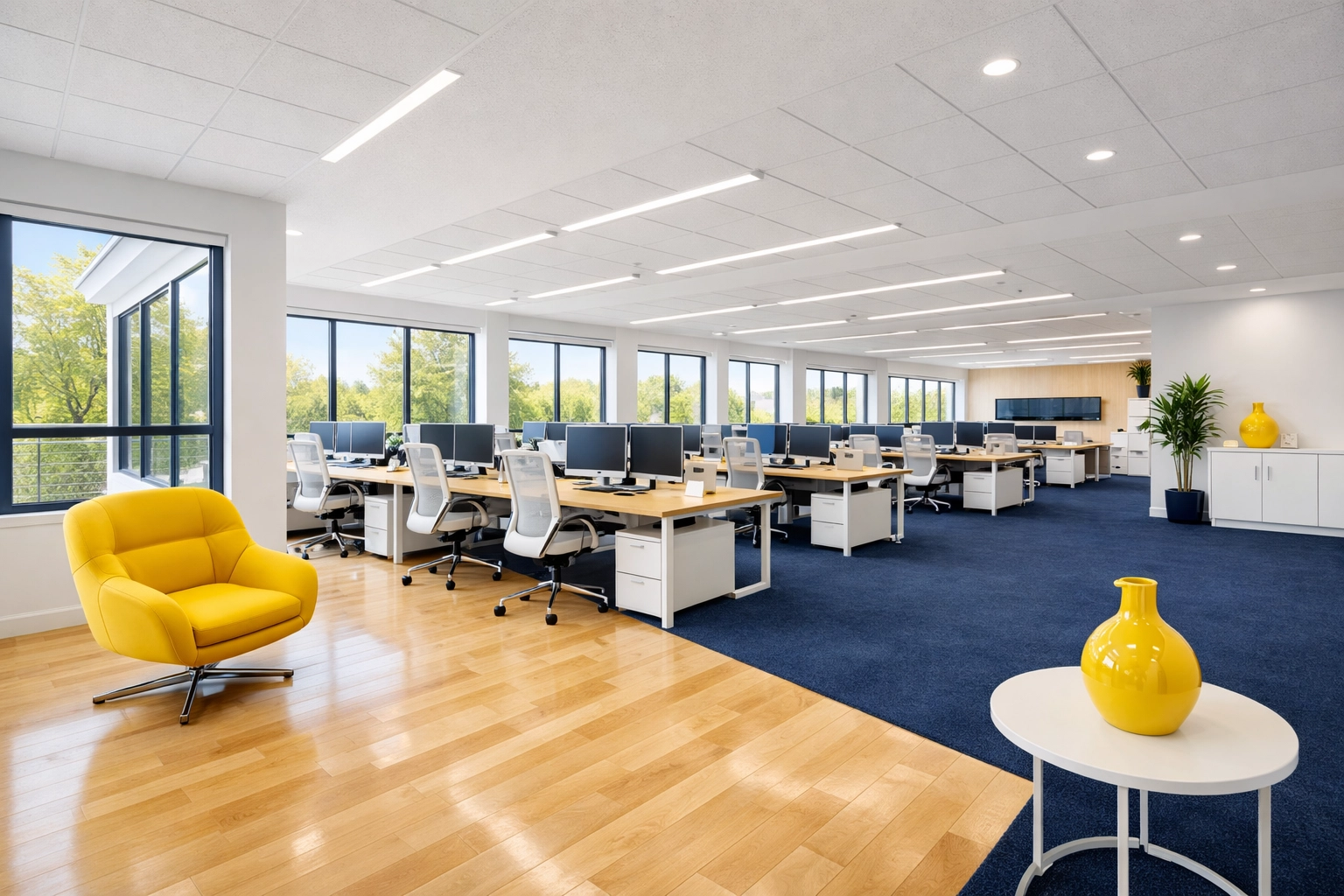 Clean and organized Maynard office suite following professional office cleaning and maintenance.