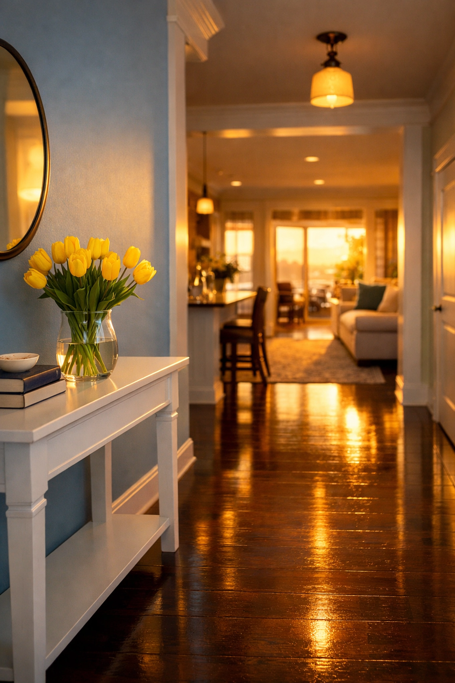 Spotless entryway in a Maynard home showcasing the high standards of bi-weekly house cleaning services.
