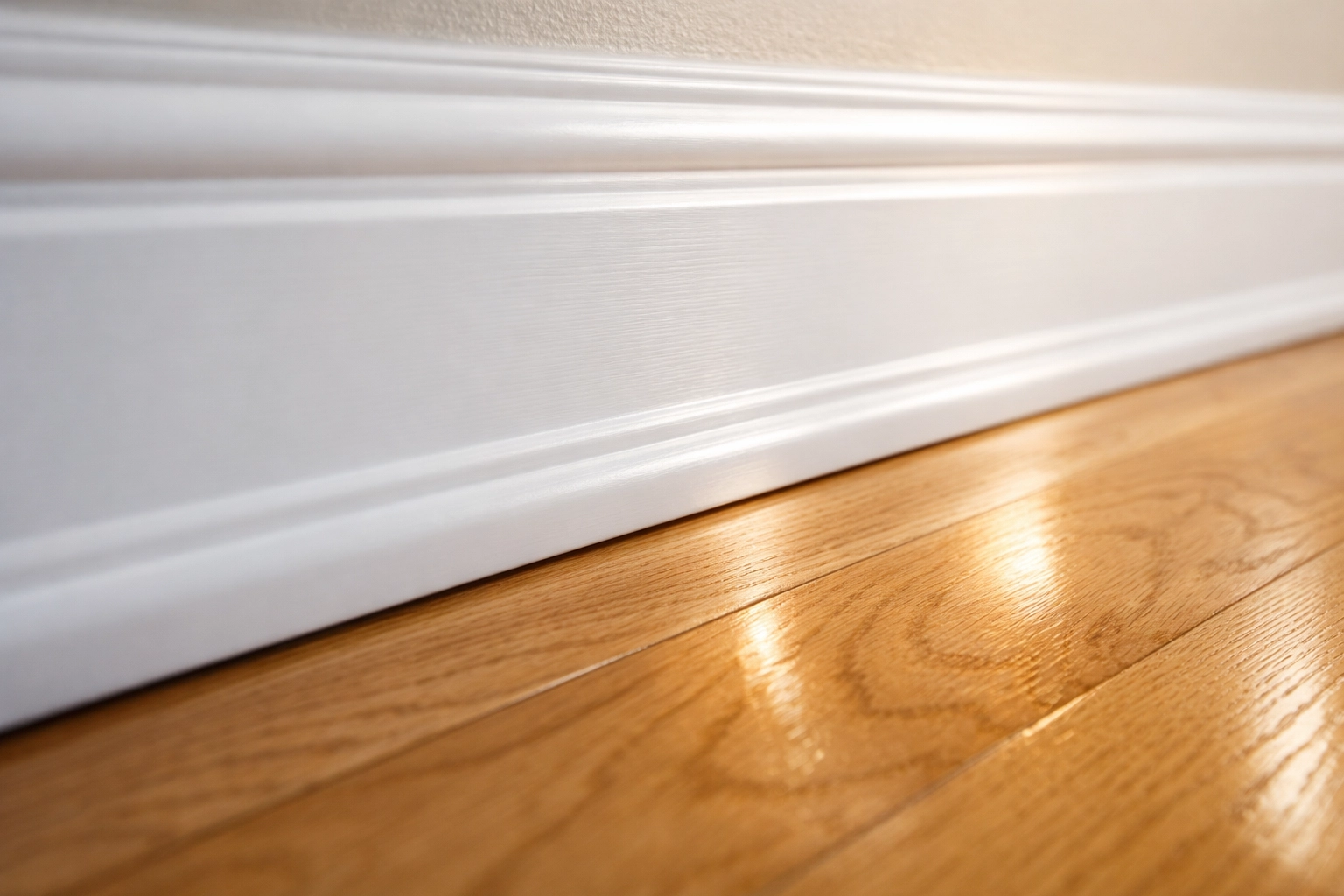 Close-up of clean baseboards and hardwood floors from a move-out cleaning Worcester MA service.