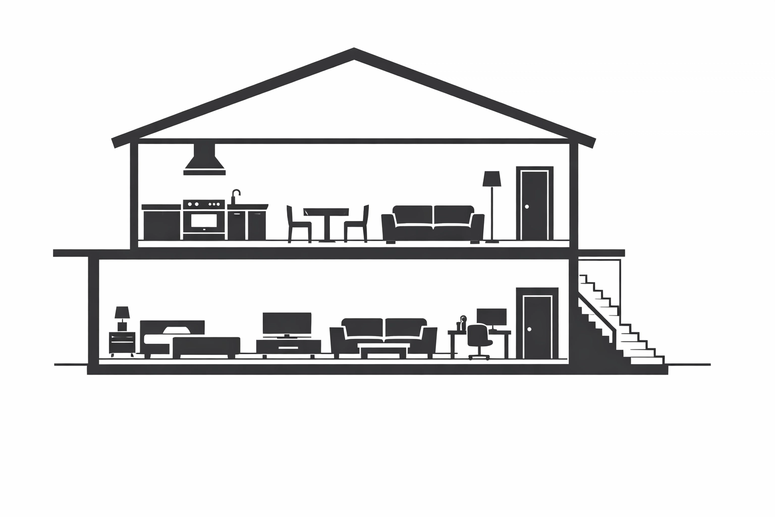 Basement conversion floor plan for multi-generational living in Portland home