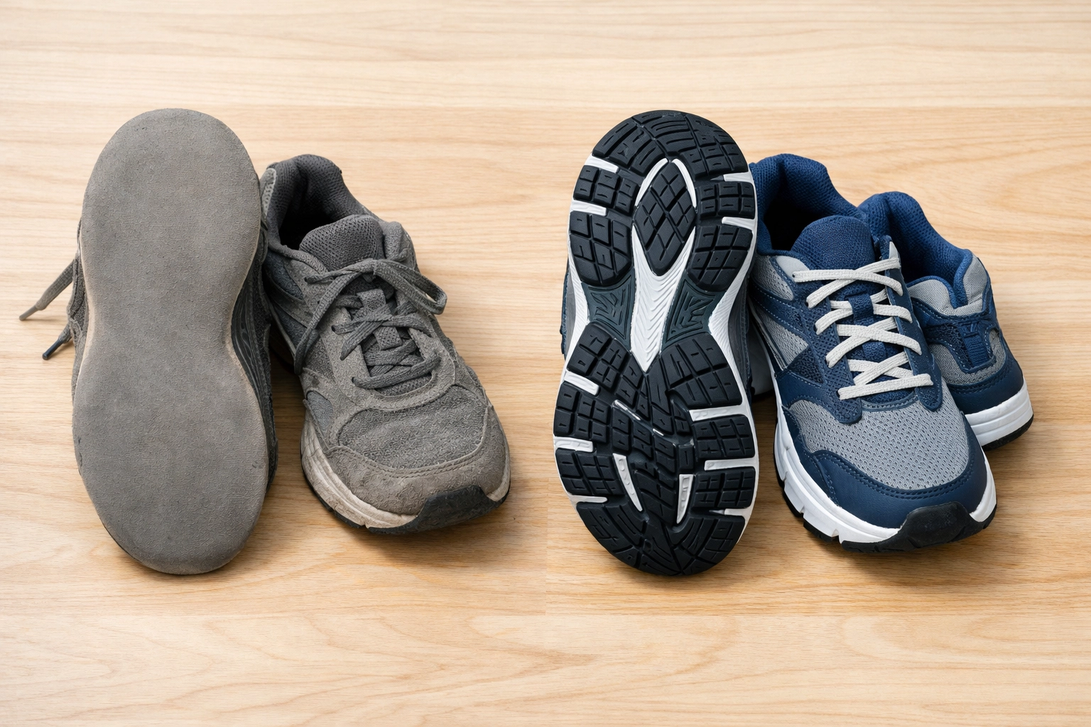 Comparison of worn shoe soles versus new non-slip treads for fall safety