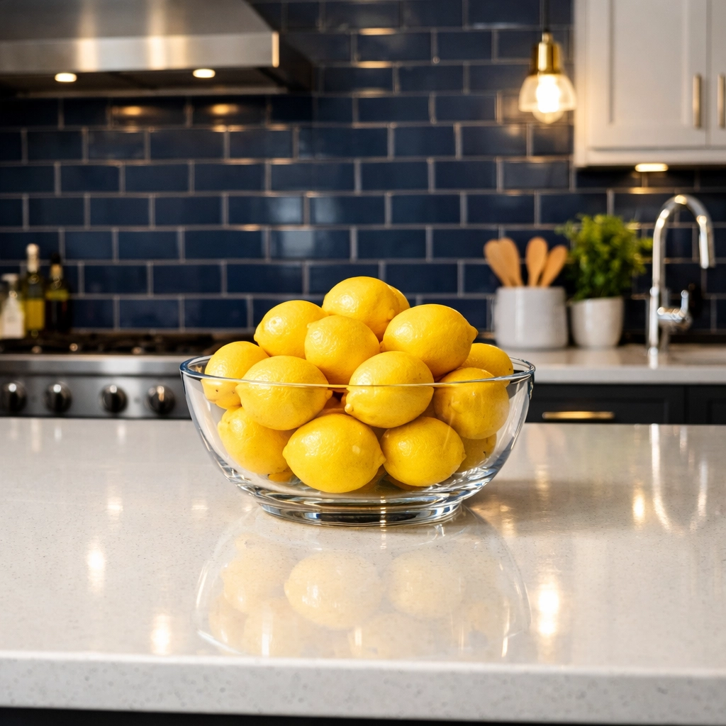 Highly polished kitchen surfaces and white quartz countertops reflecting the Cleaning Ninjas touch.