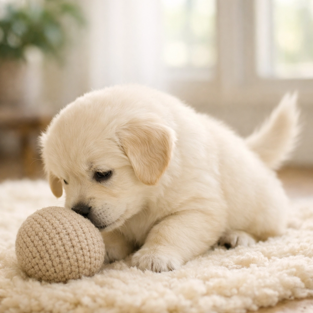 Curious ESA Golden Retriever puppy exploring, representing the stable temperament and early socialization at NextGen Goldens.